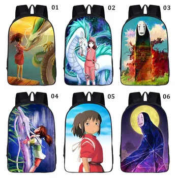 

Anime Character 3D Printed Backpack Boys Girls Hayao Miyazaki Cartoon Spirited Away School Bags Double Shoulder Backpack