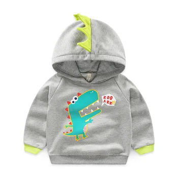 

2020 Spring New Fashion Korean Style Boys Sweatshirt Kids Boy Simple Casual Cartoon Dinosaur Print Hooded Sweater Coat Active