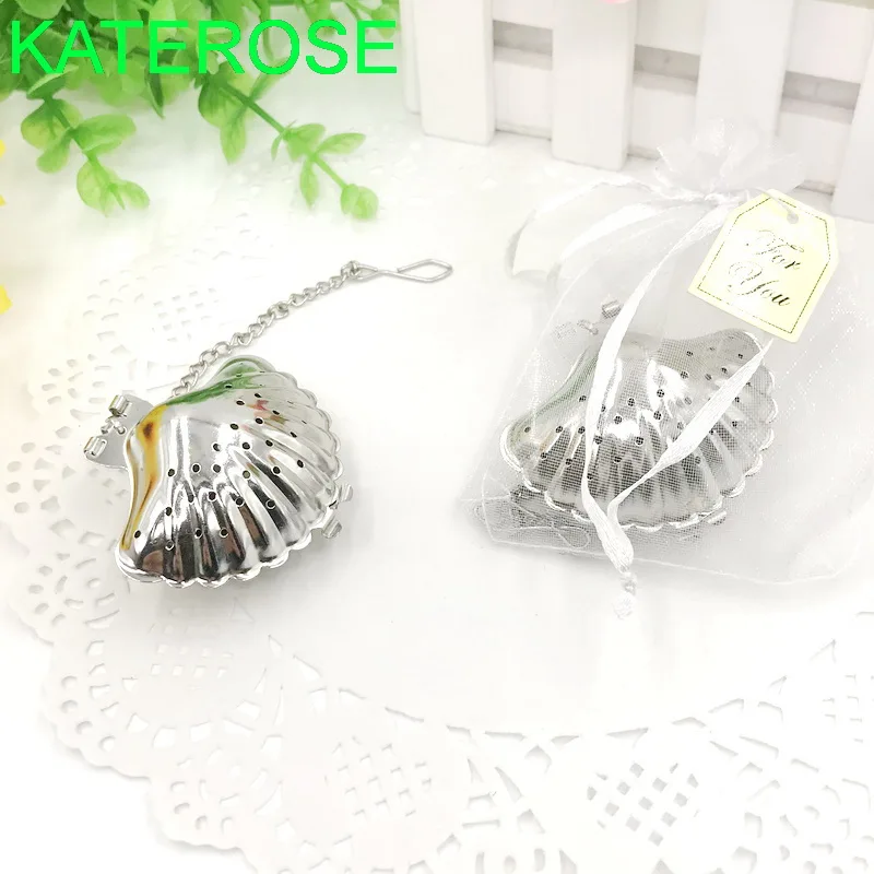 12pcs Tea Party Giveaways Stainless Steel Sea Shell Tea Infusers Beach
