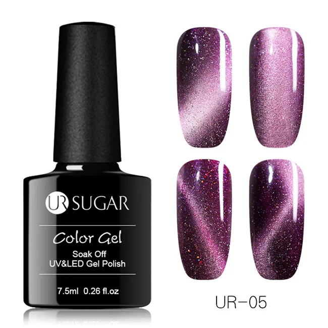 Glitter 5 Ur Sugar 7,5 мл 9D Гель-лак для ногтей с эффектом «кошачий глаз» лак Хамелеон для использования с магнитом УФ Гель-лак 5D Фиолетовый Синий замачиваемый УФ светодиодный Гель-лак для ногтей - Цвет: Glitter 5
