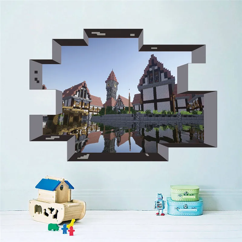 3d настенные стикеры Стива и Крипера для детской комнаты, настенные наклейки для детской комнаты, детская комната, спальня для мальчиков, настенные художественные наклейки, плакат - Цвет: MC005