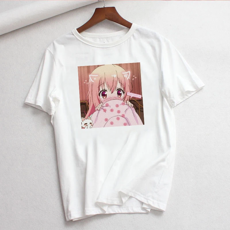 Japanese new casual fashion plus size O-neck short sleeve female cartoon Harajuku tops tees funny cute Ulzzang T-shirt
