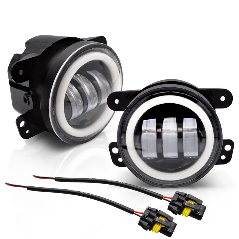  Safego 1 pair 50W 4 Inch LED Fog Light Bulb with Ring Waterproof Black Shell for Jeep Offroad Vehic - 4000109110122