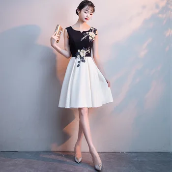 

Skyyue Green A-Line Elegant Prom Dresses R260 Tank O-Neck Banquet Dress For Girls Sleeveless Knee-Length Formal Vestidos 2020