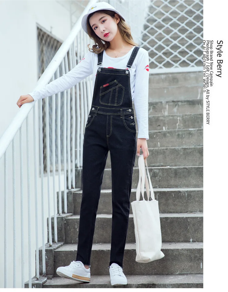 Lguc. H корейский джинсовый комбинезон женские джинсовые штаны на подтяжках женский джинсовый джемпер комбинезон Синий Черный женские брюки одежда XXL