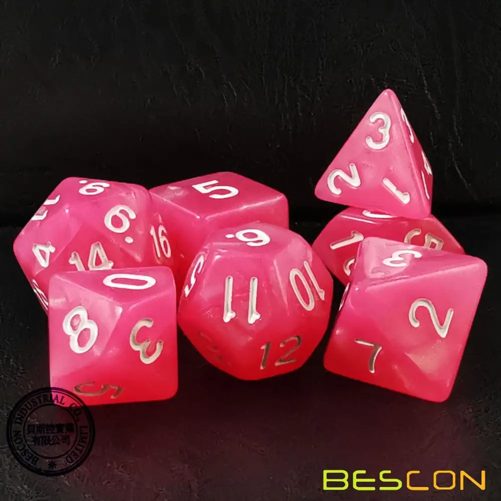 Bescon Набор кубиков из лунного камня, Bescon многогранные игральные кости для ролевых игр с эффектом лунного камня павлин синий, бирюзовый, фиолетовый жемчуг - Цвет: Peachy