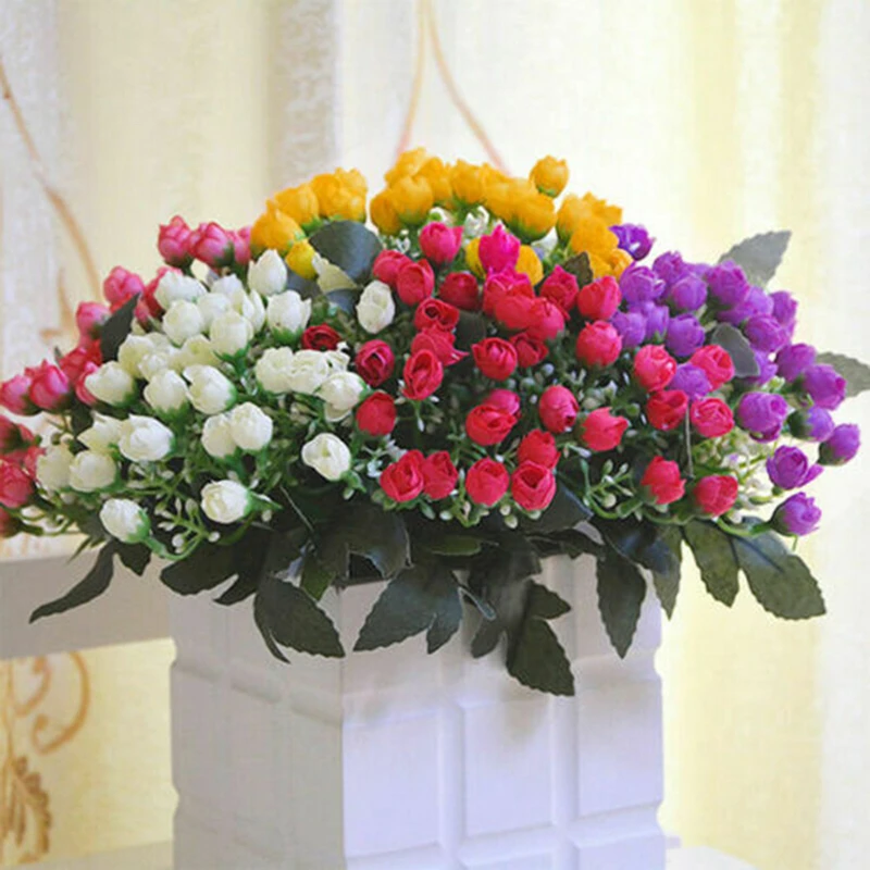 Buquê de flores artificiais, 36 unidades/1 maço, festa decorativa, seda,  barato, colorida, flores falsas para casa, casamento, decoração interna| Flores secas artificiais| - AliExpress