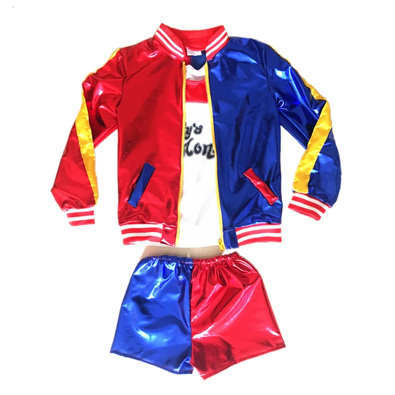 Carnival Харли Куинн Kids Girls Harley Cosplay Costumes Quinn Belt Monster Jacket Pants Sets Halloween cosplay costume kids girls dress