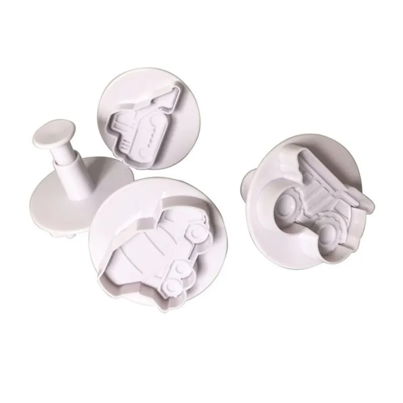 Cookie Cutter 3D Car Plane Train Vehicle Transportation Baking Stamp Press 4pcs