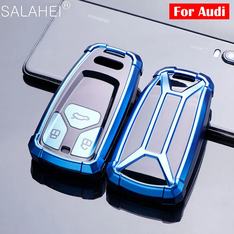 

New TPU Car Key Case Cover Shell For AUDI A4 B9 Q5 Q7 TT TTS 8S 2016 2017 Car Smart Remote Car Styling Accessories Keychain