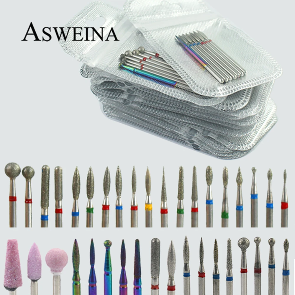 Rotery-Juego de brocas de diamante para manicura, fresas de diamante para pedicura eléctrica, accesorios de herramientas, 7 Uds.