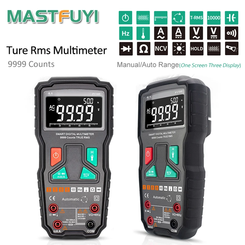 Mastfuyi FY19S 9999 отсчетов Цифровой мультиметр высокой точности цифровой NCV умный Авто