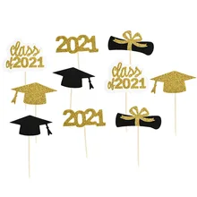 1Set Klasse Von 2021 Congrats Grad Kuchen Topper Papier Tasse Graduate Feier Party Arzt Hut Kuchen Backen Dekoration Liefert
