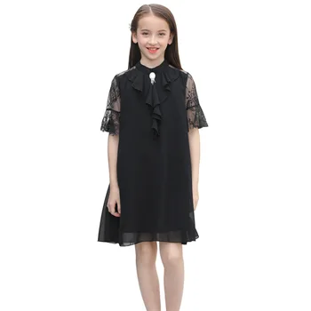 

Teenage Girls Casual Dress Stylish Sequined Chiffon Black Dresses Junior School Students Clothing 10 12 years