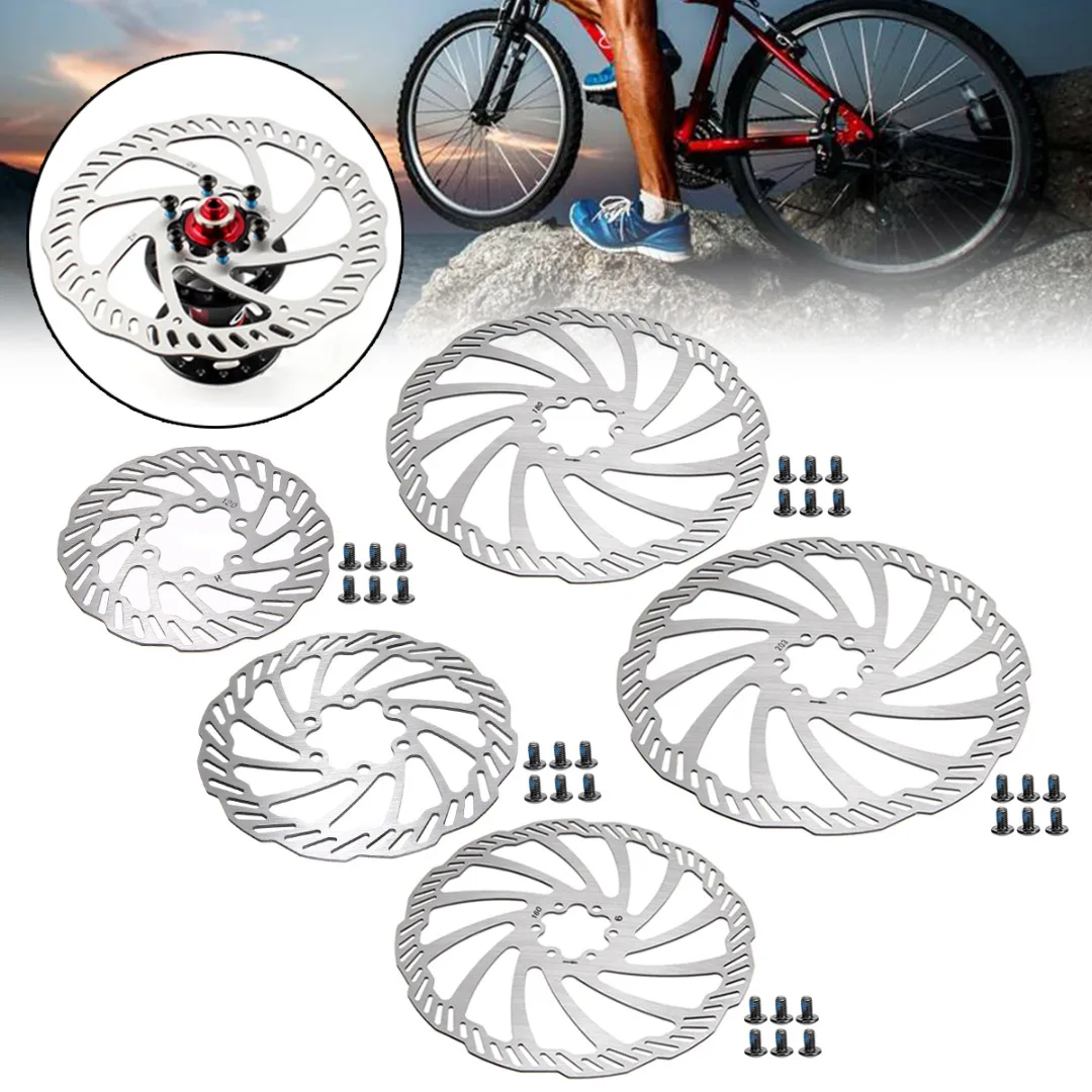 2019 Bike Brake Rotor 120/140/160/180/203mm Stainless Steel Mountain Road Bike Disc Brake Rotors + 6 Bolts Bike Cycling Parts
