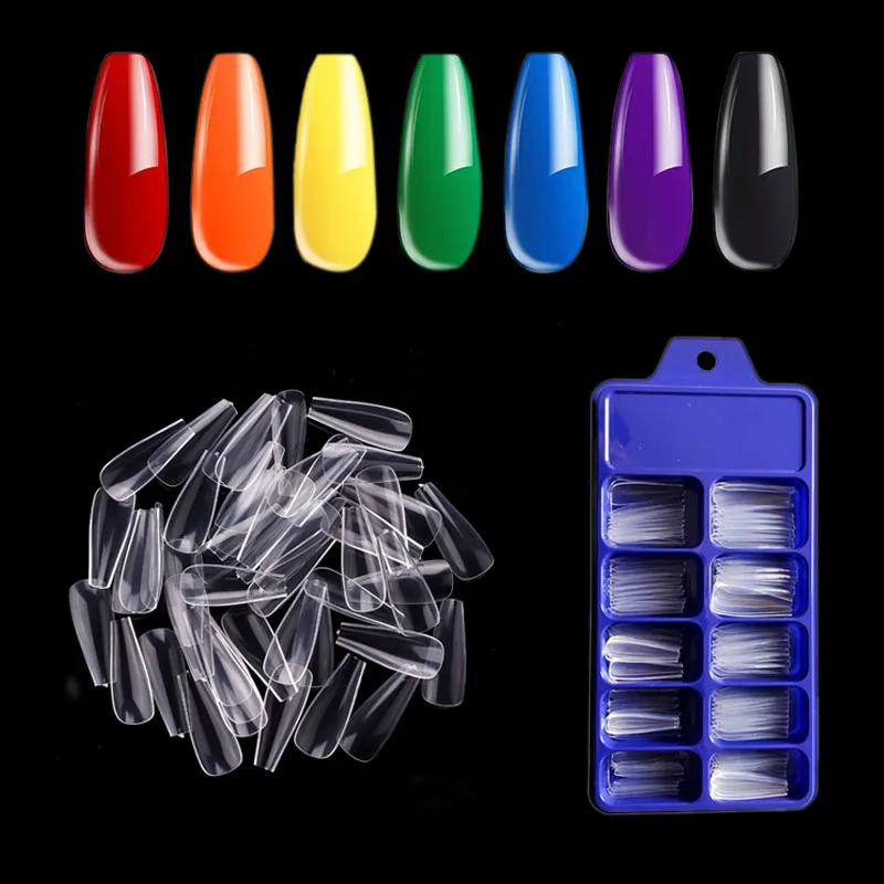 

100pcs/box 3 color Fake Nails False French Full Cover Acrylic Nails Mold Tools False Nail Art Tips Manicure Model