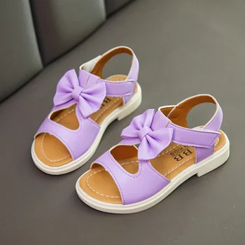 

Kids Sandals Summer Baby Girl Sandals Anti-slip Solid Color Children's Sandals Fashion Bow-knot Girls Flat Princess Baby Shoes