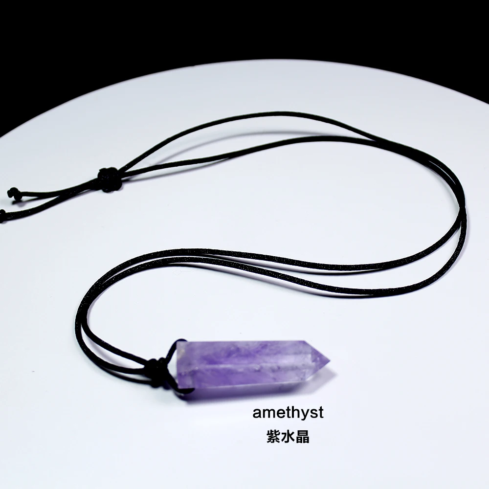 amethyst Runyangshi, 1 шт., целебные хрустальные подвески чакры, шестиугольные кристаллы кварца в форме пули, камень, сделай сам, маятниковые бусины, ювелирные изделия - Цвет: amethyst