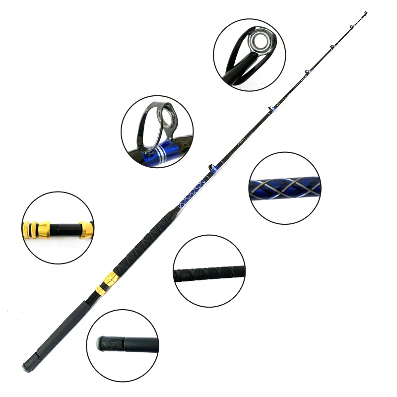 

15-30/20-40LB New High Quanlity Trolling Rod FRP Big Game Rod Jigging Rod HRGuide EVA Non-slip Comfortable Nylon Straight Handle