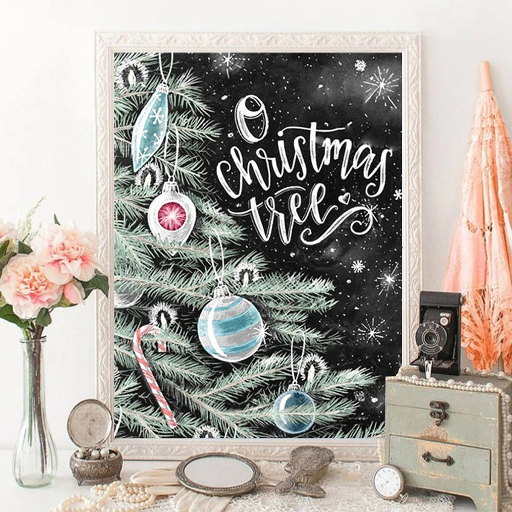 

Diamond Painting Christmas Tree Landscape Full Drill Square Diamond Embroidery Cross Stitch Christmas Decor for Home Gift