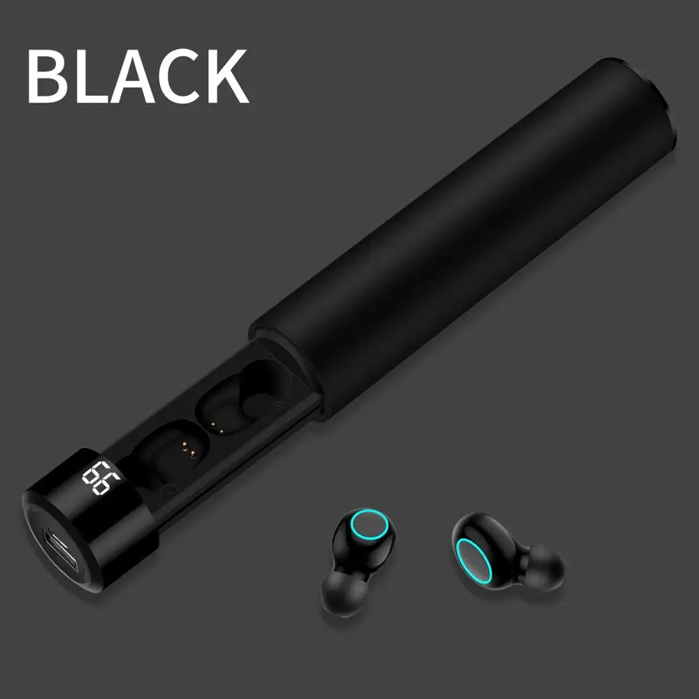 TWS беспроводные наушники Q67 Bluetooth наушники 5,0 Спортивная гарнитура с микрофоном IPX5 водонепроницаемые наушники беспроводные наушники - Цвет: black