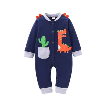 

Spring Autumn 0-18M Baby Clothes Comfortable Long Sleeve Cotton Baby Romper Lovely Cartoon Dinosaur Printing Toddler Costume