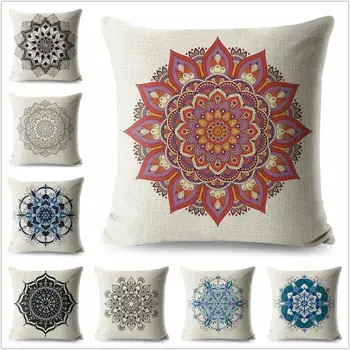 

Mandala Geometric Square Cushion Cover for Sofa Home Decorative Printed Flowers