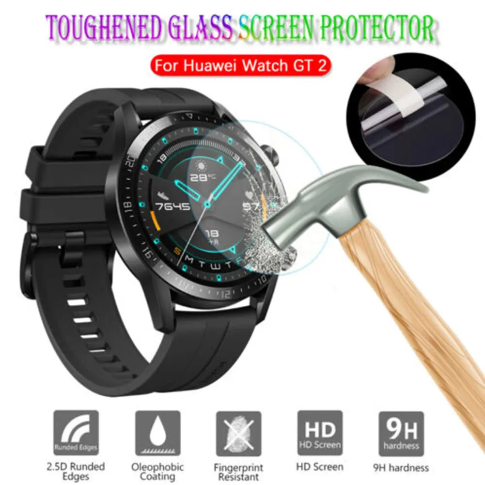 

2pcs Replacement Watch Screen Protector Smart Protective Film Bubble Free Guard Anti Fall Tempered Glass HD For Huawei GT1 GT2
