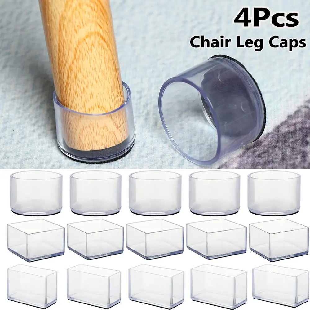 4PCS Silicon Furniture Leg Protection Cover Transparent/Blue 
