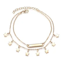 Изящный двухслойный кулон в виде пятиконечной звезды, ножной браслет для женщин, европейский и американский популярный орнамент