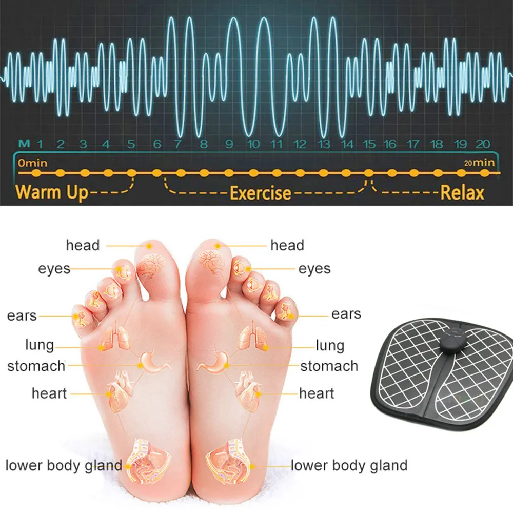 Electric EMS Foot Massager Pad Feet Muscle Relaxtion Foot Stimulator Mat Improve Blood Circulation Relieve Ache Pain Health Care
