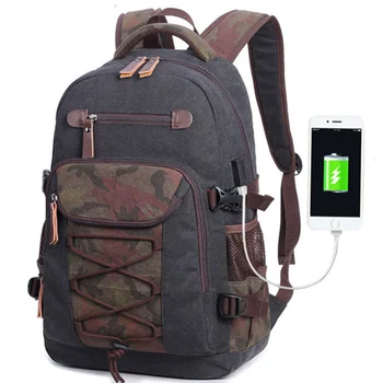 

student vintage drawstring canvas backpack school bags for teenage boys men travel laptop backpack 15.6 dropshipping