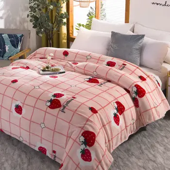 

Lattice Strawberry Falai Woolen Blanket Four Seasons Blanket Multi-size Quick Warm Blanket Sheet Coral Fleece Blanket Single