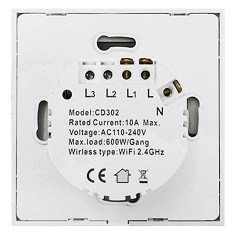 1Gang Wifi Wall Switch, Smart Light Switch, Glass Panel Contact Sensor Interrupter EU Plug