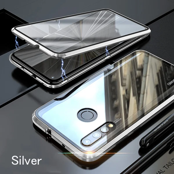 Double Side 360 Degree Magnetic Adsorption Glass Case For Oneplus 7 Oneplus 7T Pro Phone Preserve Case For Oneplus 6 6T Cover - Цвет: Silver