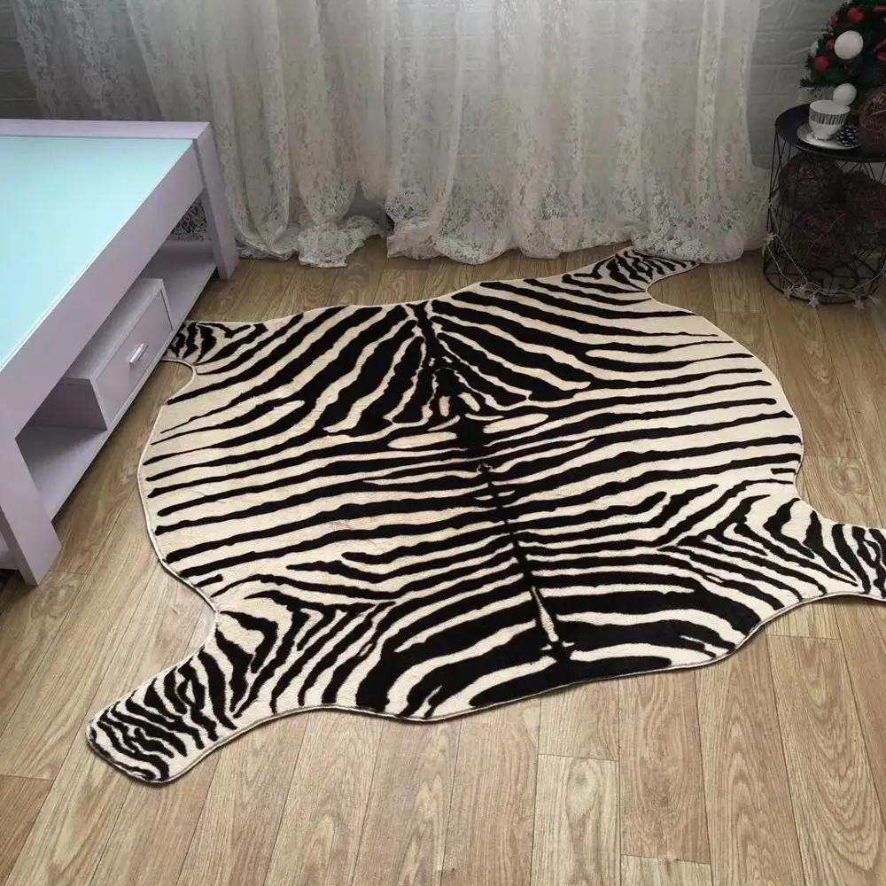 Zebra Skin Natural Carpet Animal Print Zebra Rugs Carpet Imitation Zebra Printed Aliexpress