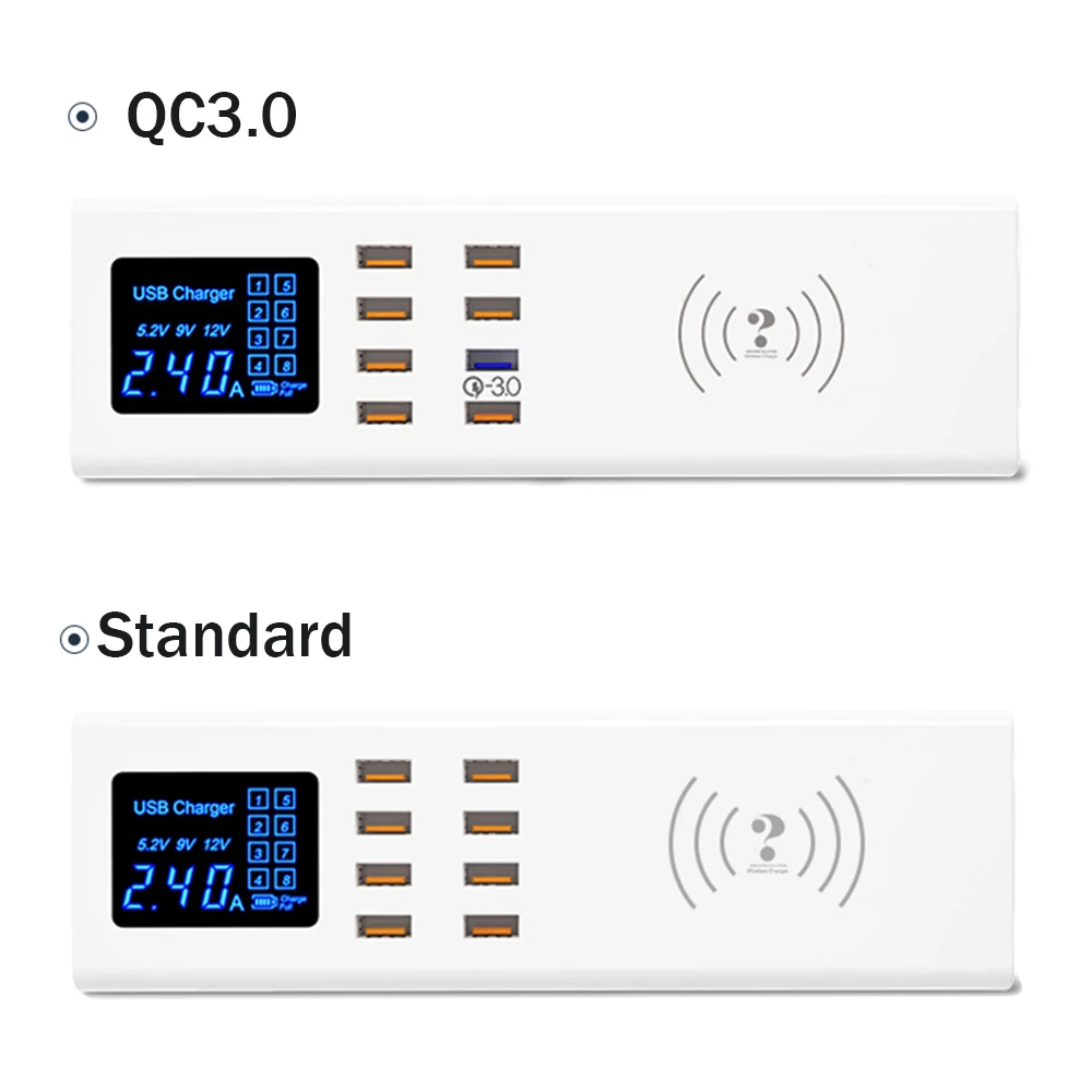 8 портов беспроводной Quick Charge 3,0 цифровой дисплей USB зарядное устройство для Android iPhone адаптер быстрое зарядное устройство для xiaomi huawei samsung