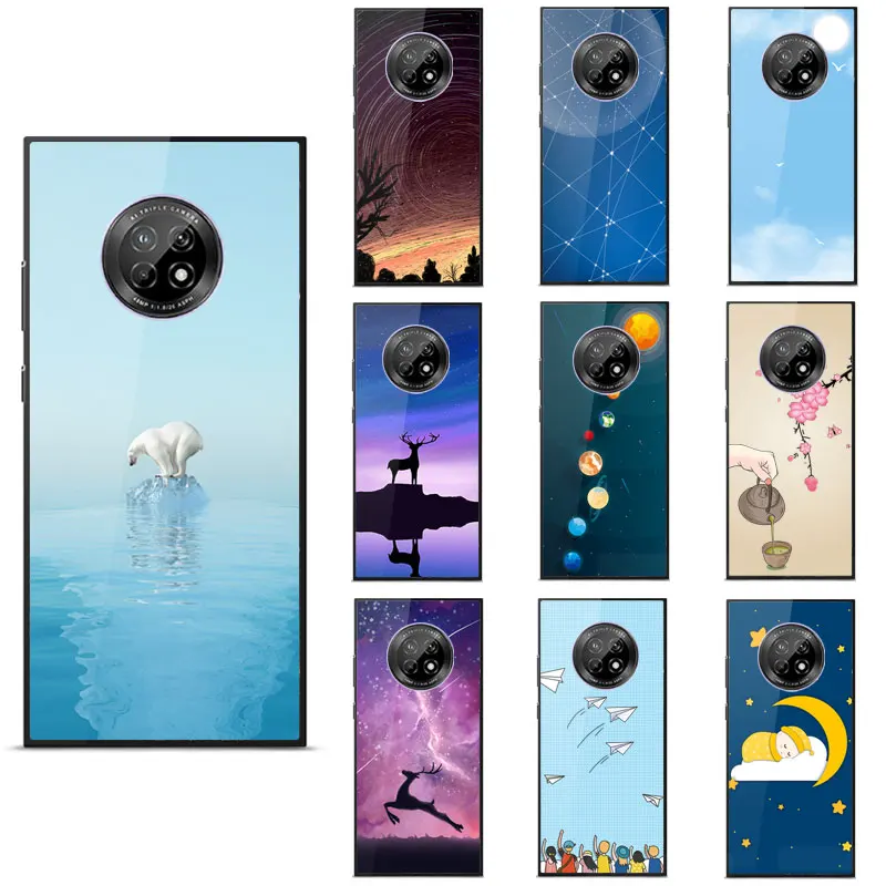 

HuaWei Y6S Case fashion Painted pattern Tempered glass Seismic Back Cover For HuaWei Y7A Y6P Y8S P Smart Z Y9A P Smart 2019 Case