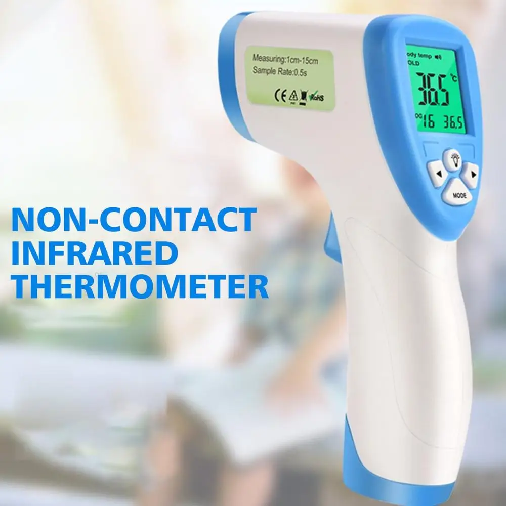 

Non-Contact Infrared Thermometer Three-Color Backlight Precise Non-Contact Automatic Data Hold Automatic Selection Range 1 Pcs