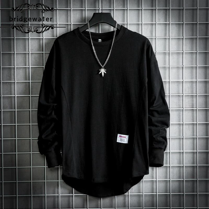 

Bridgewater Spring Autumn Men's T-Shirts Japanese Style Cotton Long-Sleeved Loose Large Size Round Neck Retro Bottoming Shirt