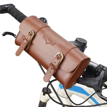 

Vintage Leather Bike Front Frame Bag Bicycle Handlebar Mounted Retro Saddle Storage Pouch