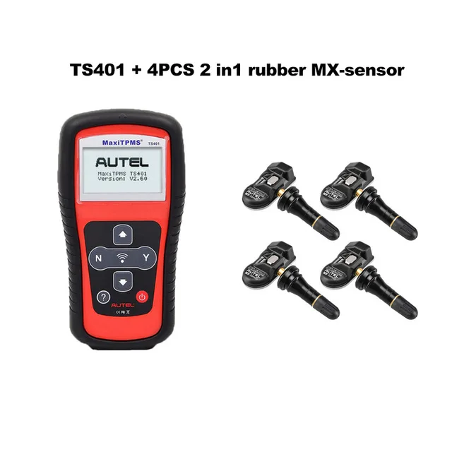 Autel MaxiTPMS TS401 TPMS диагностический инструмент 433 МГц 315 МГц MX-sensor считывание давления в шинах диагностический активирующий инструмент для декодирования автомобильные инструменты - Цвет: TS401 2in1 rubber