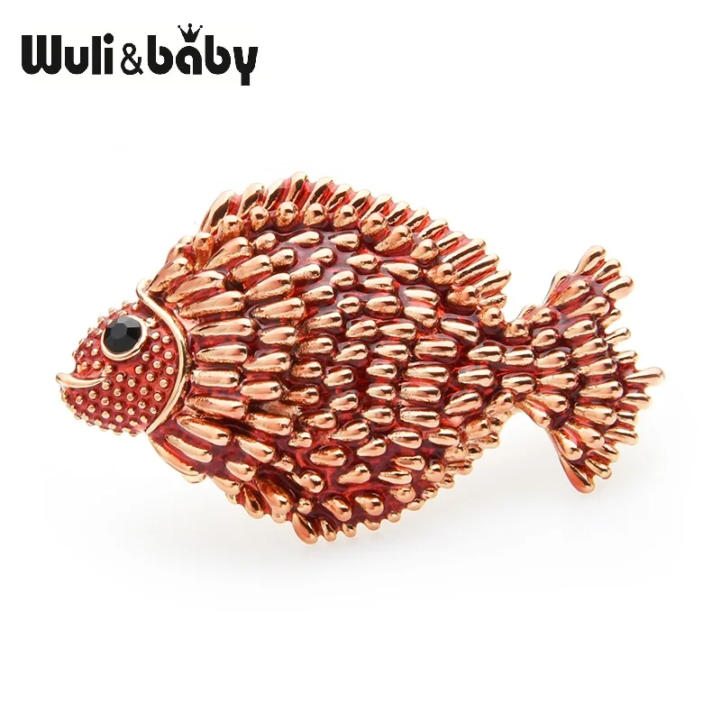 red Wuli&baby, синие, красные эмалированные Броши Рыба для женщин, сплав, милые животные, свадебная брошь для вечеринки, подарки - Окраска металла: red