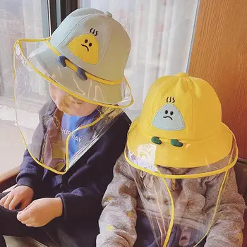 

Kids Dustproof Anti Spitting Protective Mask Visor Hat Face Shield Fisherman Cap Isolation Spittle Hat visiera protettiva viso
