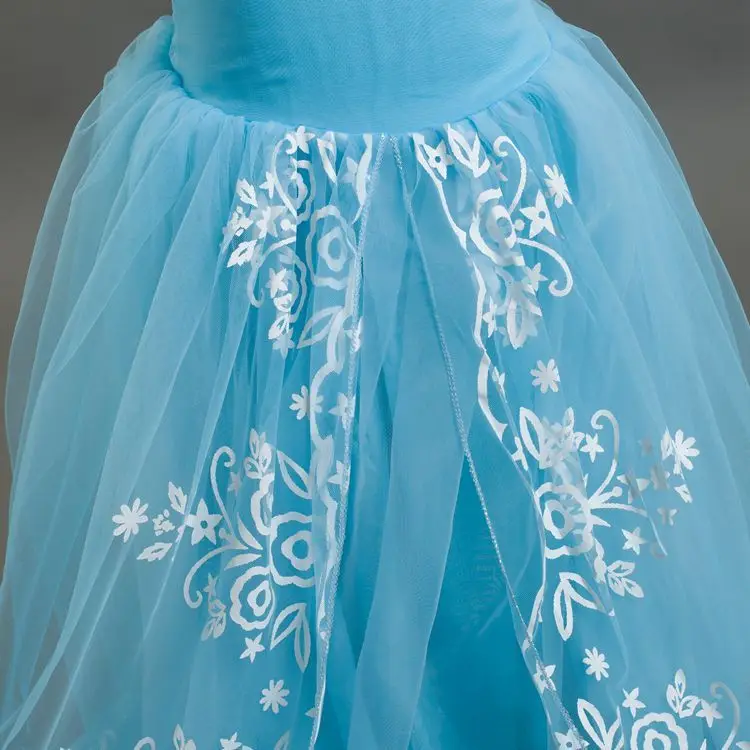 Фатиновые платья с короткими рукавами и рюшами и круглым вырезом для маленьких девочек; цвет синий; платья в пол для девочек; коллекция года; платья для свадьбы, дня рождения