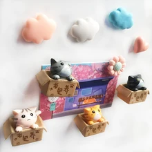 4pcs/lot Fridge Magnets 3D Box Cat Doll Fridge Message Magnet Message Sticker Refrigerator Magnet Home Decor Kids Toys beautiful scenery refrigerator magnets fairy tale world snow house fridge magnet decorative christmas gifts cute message board