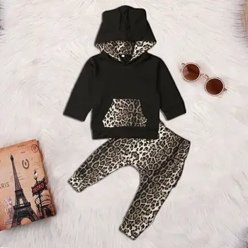 

2020 NEW Hot Newborn Toddler Baby Girl Winter Outfits Plain Clothes Hoodie Tops+Pants Set