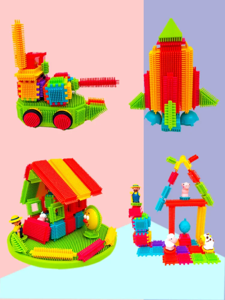 

CHILDREN'S Building Blocks Hedgehog Building Blocks Assembled Building Blocks 2-6-Year-Old Mane Unisex Inserted Building Blocks