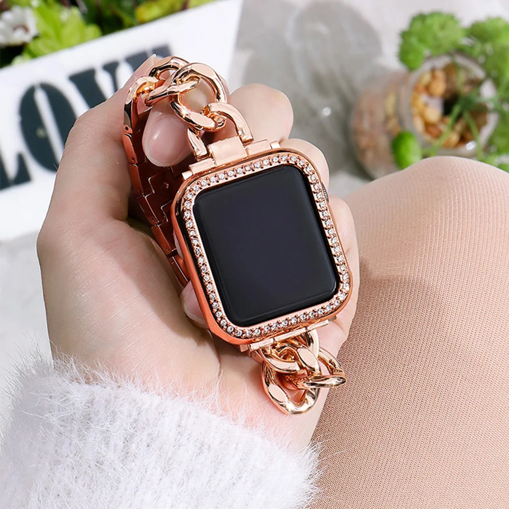 Diamond Bumper Protective Case for Apple Watch Cover Series 7 SE 65432 38MM 42MM For Iwatch 40mm 44mm Smart Bracelet Accessories