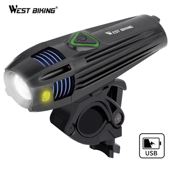 

WEST BIKING 5 Modes Bicycle Front Light USB Recharge 2000mAh Waterproof Bike Flashlight LED Lantern Bike Lamp Bicycle Light